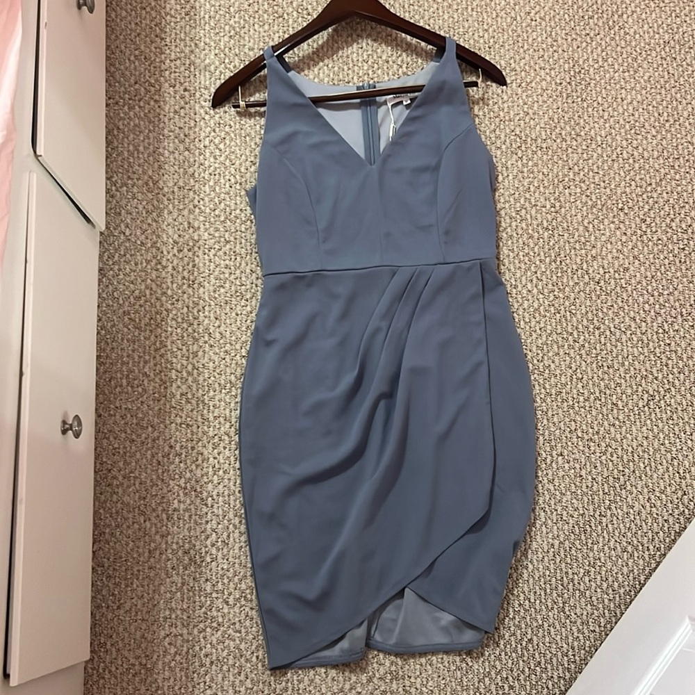 Mandydress Blue/Gray V-Neck Dress